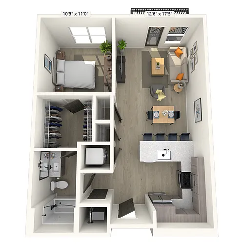 Floor plan A1 1x1 709 SF-FP