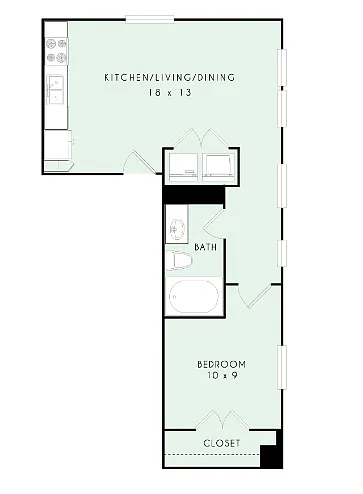 Floor plan A02 1x1 657sqft