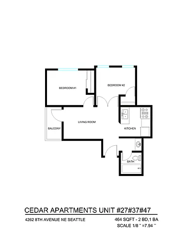 Floor plan 2 Bedroom 1 Bath