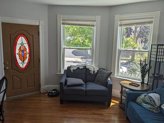 Great lighting with stained-glass front door