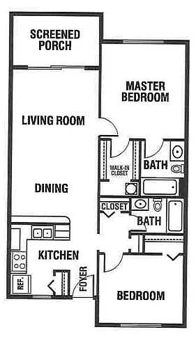 Floor plan Two Bed Two Bath B - Platinum