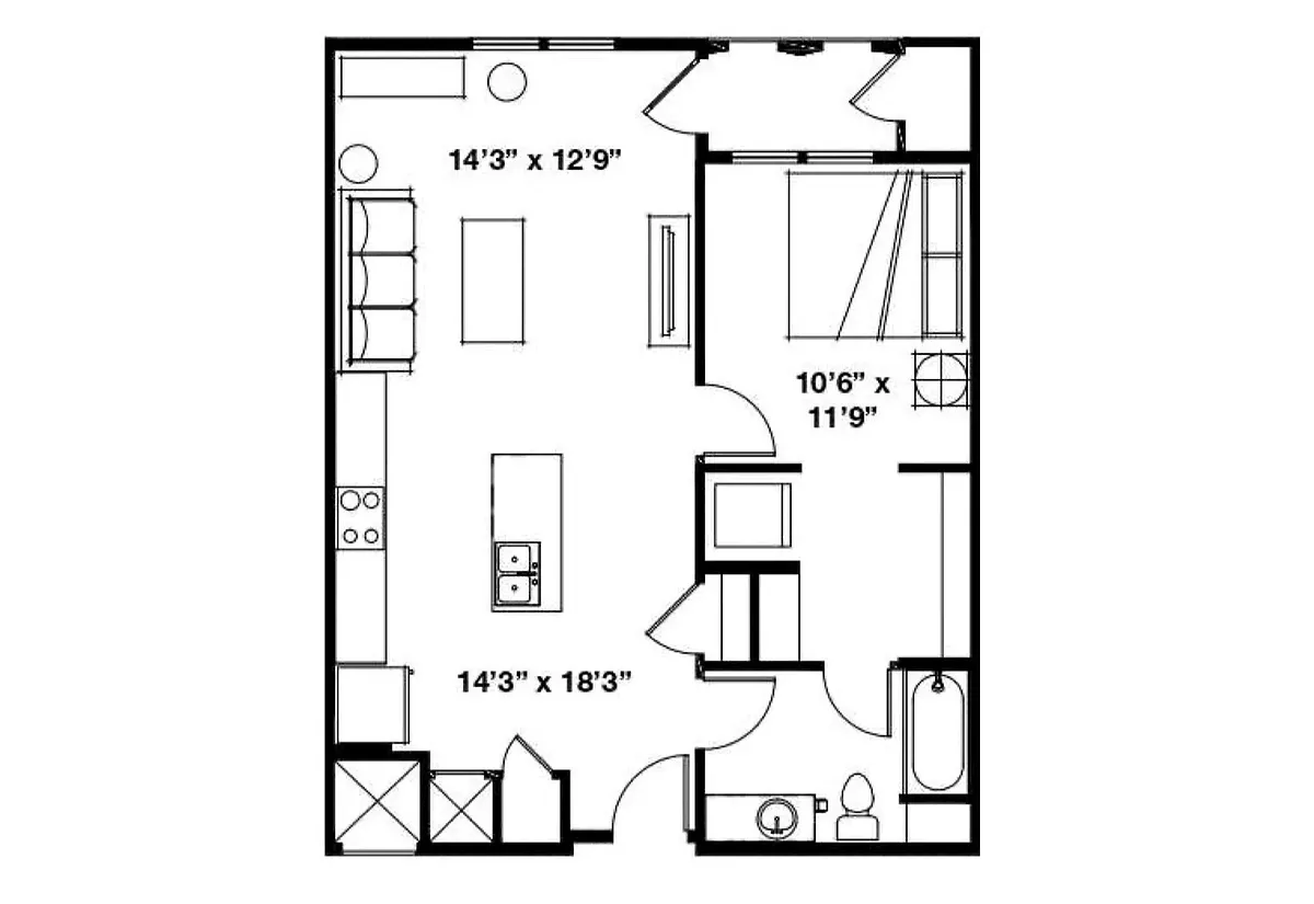Floor plan 1X1 E