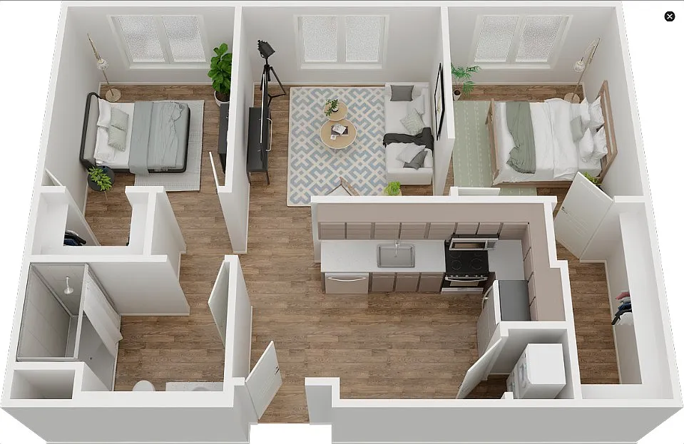 Floor plan 2 Bed 1 Bath B1