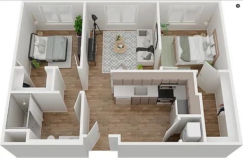 Floor plan 2 Bed 1 Bath B1