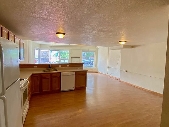 From kitchen into living room area