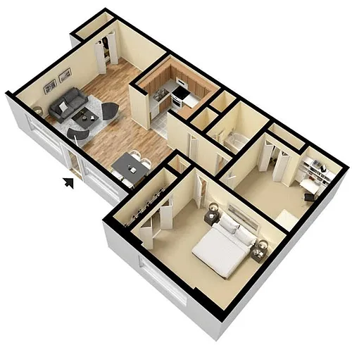 Floor plan 2 Bedroom 1 Bathroom