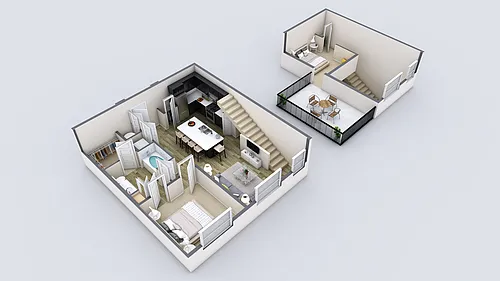 Floor plan One-Bedroom Loft (A3L)