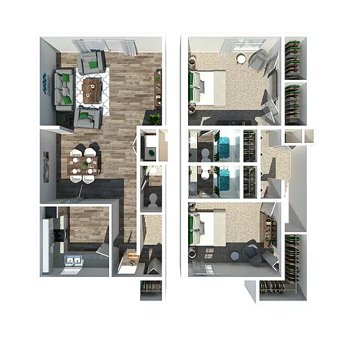 Floor plan 2 Bedroom 2.5 Bath Townhome
