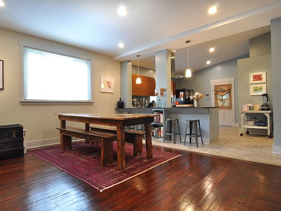 Dining area looking into kitchen