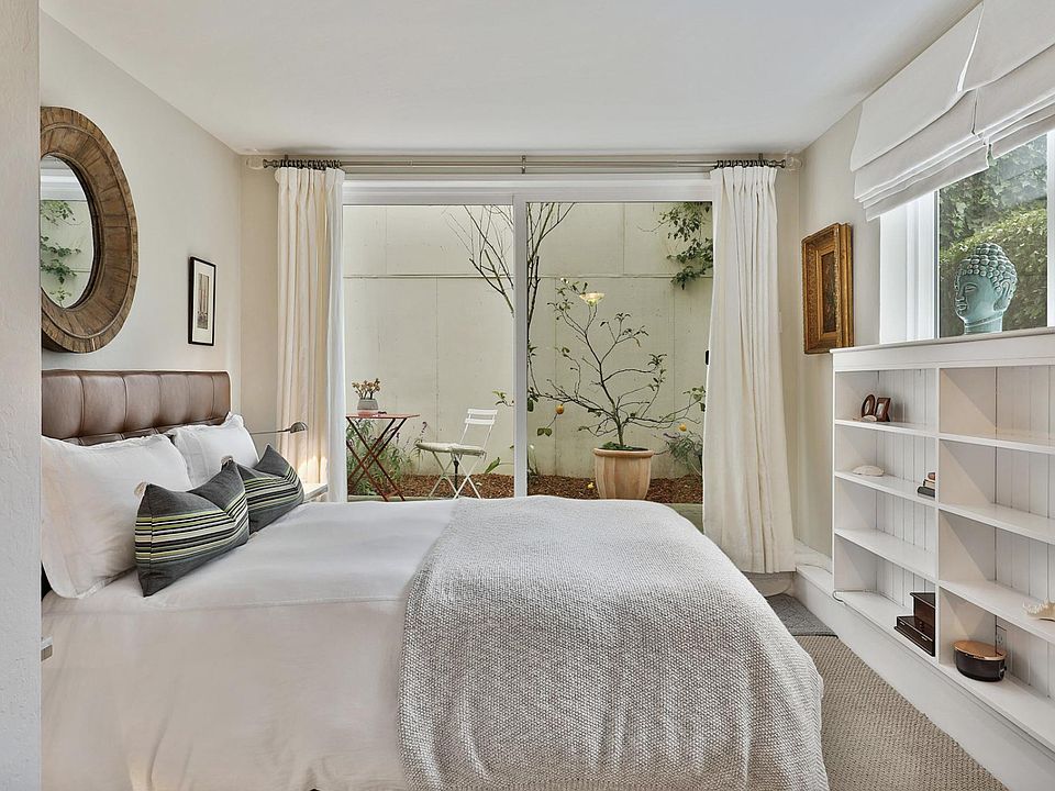 sleeping nook, sliding door opens to patio