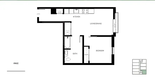 Floor plan 1 Bed x 1 Bath