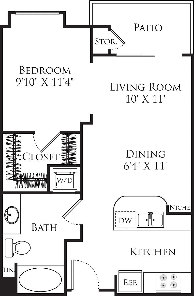 Floor plan A1 -Jr One Bedroom