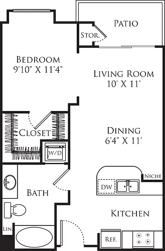 Floor plan A1 -Jr One Bedroom