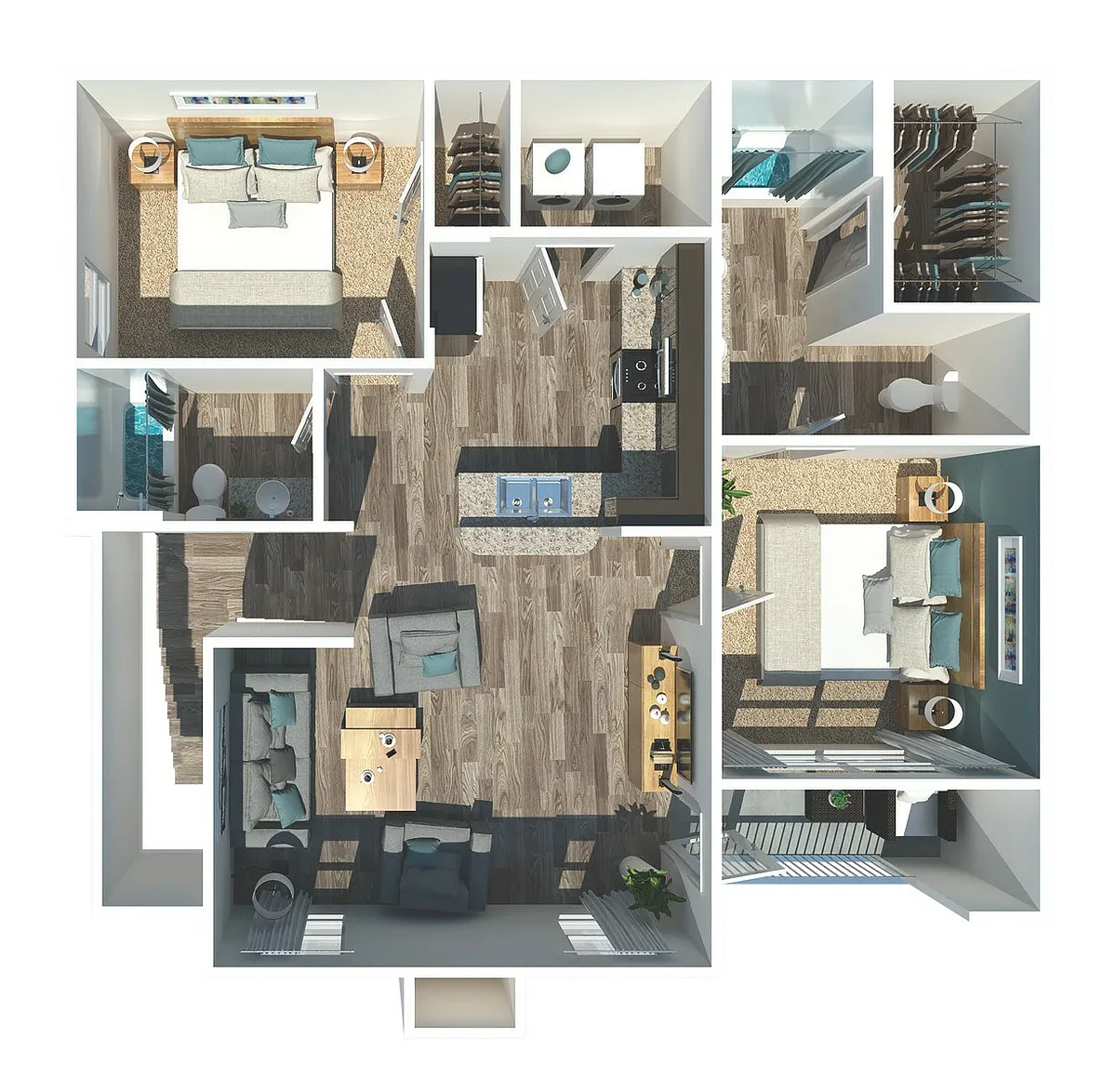 Floor plan B3G - Two Bedroom, Two Bathroom