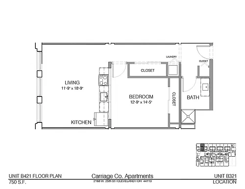 Floor plan c1-750 - 1 bed, 1 bath