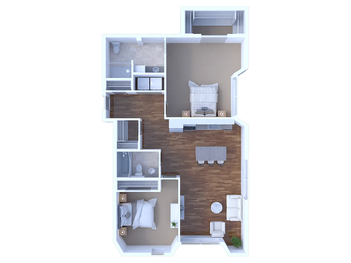 Floor plan New - 2 Bedroom /2 Bathroom-976-1216