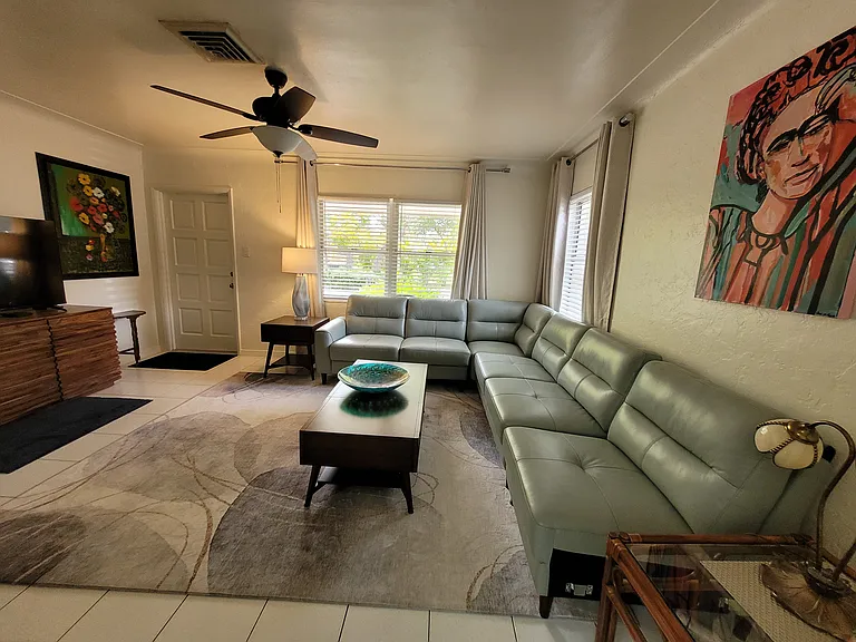 Living room with front entry