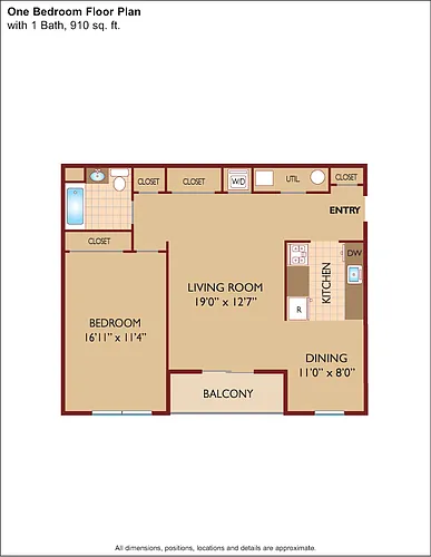 Floor plan $2.36/sq.ft. - One Bedroom