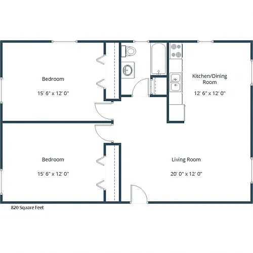 Floor plan Two Bedroom 21A