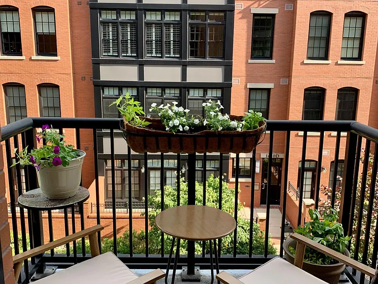 Balcony with landscaped garden view