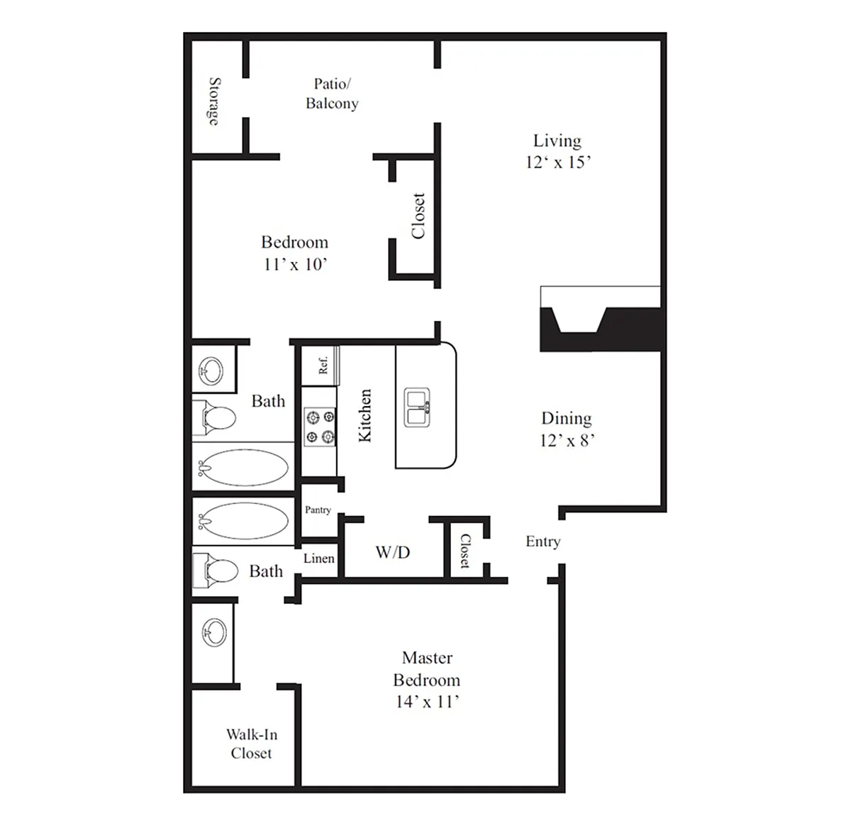 Floor plan 2 Bed 2 Bath