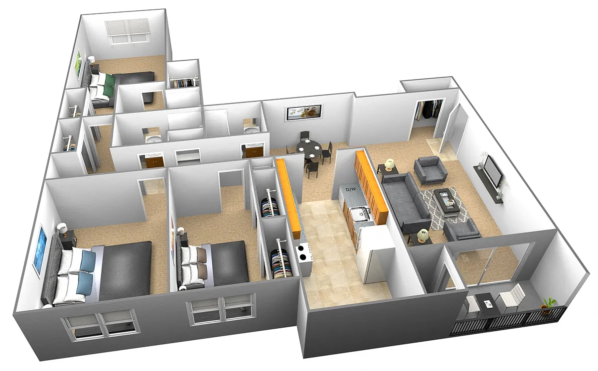 Floor plan 3 Bedroom 3 Bath