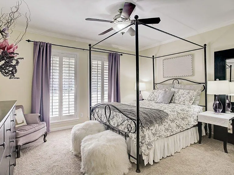 Gorgeous lighting with wood shutters.
