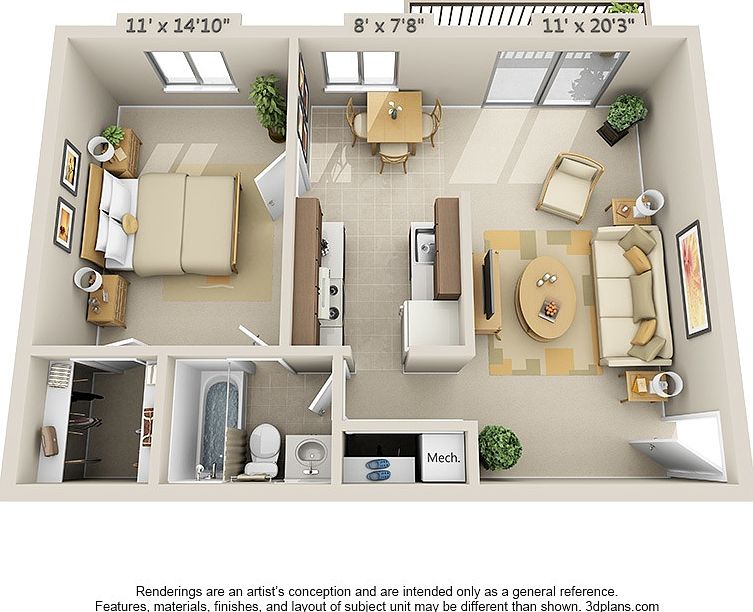 1 Bedroom Layout