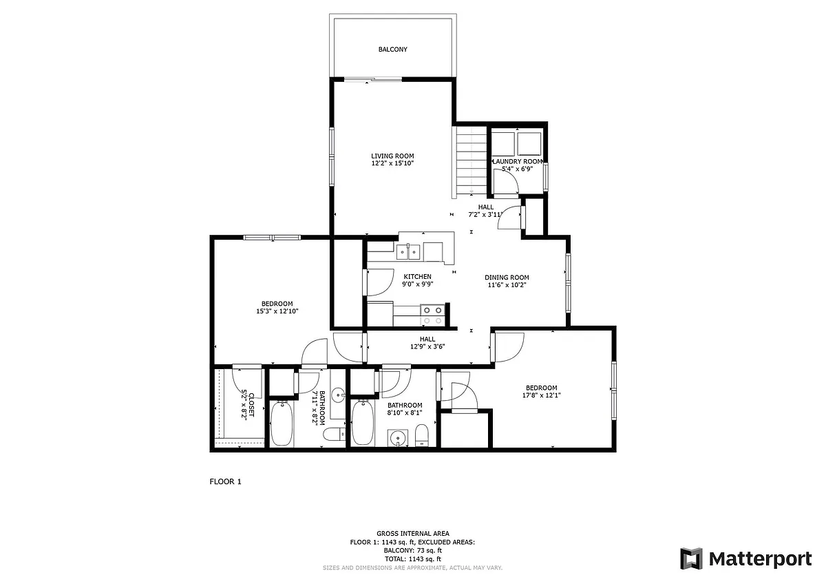 Floor plan 2 BEDROOM / 2 BATH