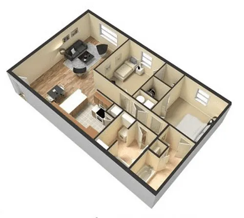 Floor plan 2 Bedroom, 2 Bath - Large