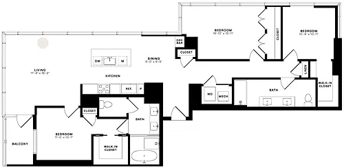 Floor plan 3 Bed/2 Bath-PH4