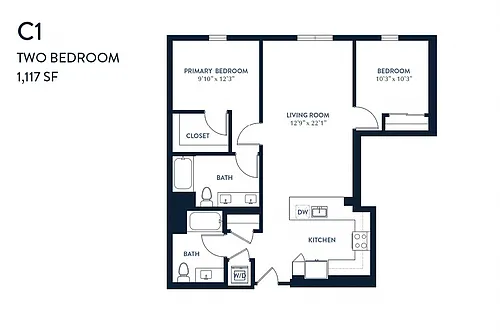 Floor plan Two Bedroom C1