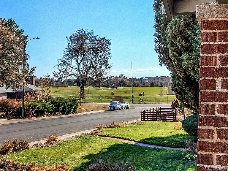view of golf course from the front porch