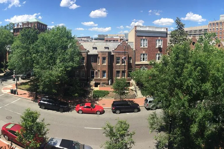 OPEN VIEW OVER F STREET FROM APARTMENT WINDOW