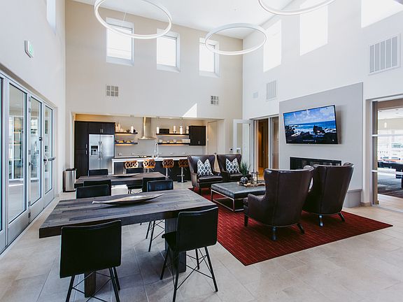 Social Room with Kitchen and Fireplace