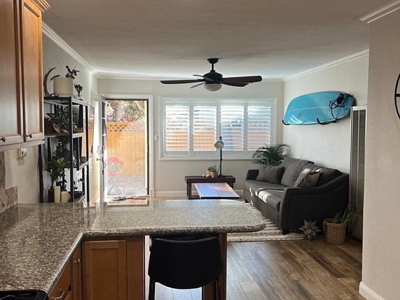 Living room and kitchen.