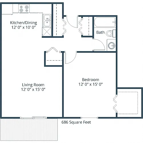 Floor plan One Bedroom 11A