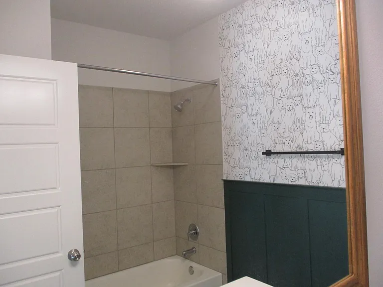 Upstairs, shower & tub in bath2 w/ wainscoting