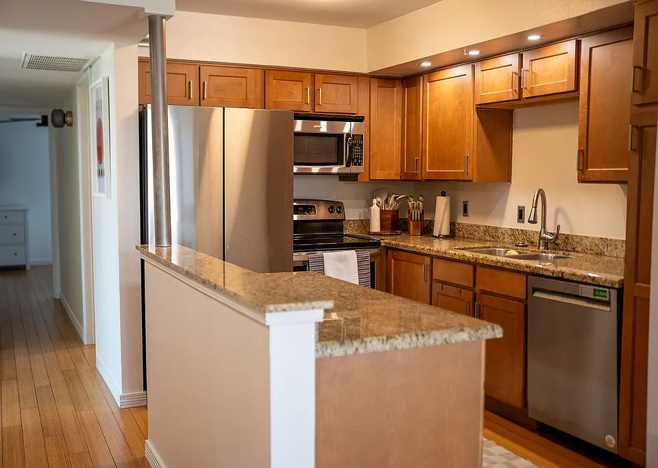 Kitchen fully furnished bring your spices and food and you are ready to cook