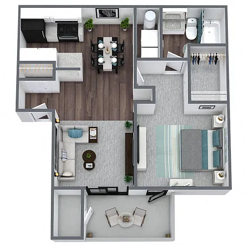 Floor plan A2: 1 Bed 1 Bath