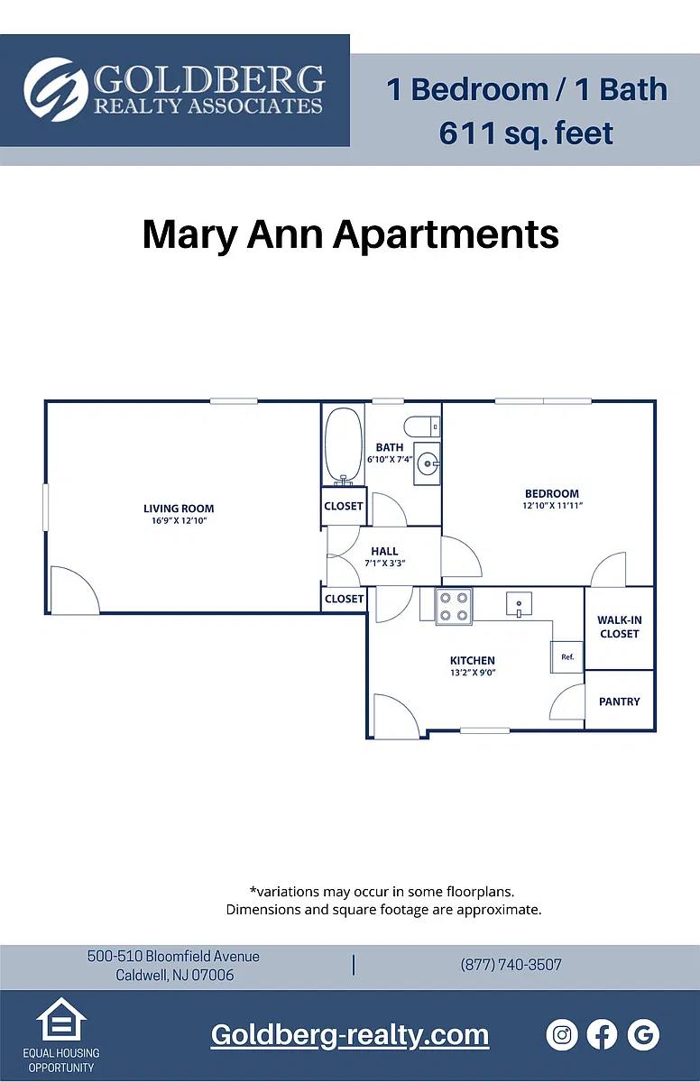 Floor plan One Bedroom w/ Walk-In Closet