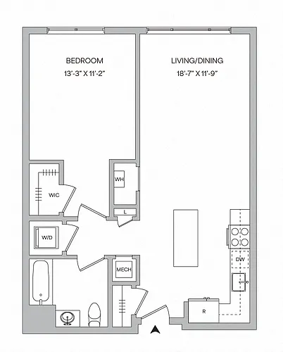 Floor plan A23 - 1BR 1BA (777 SF)