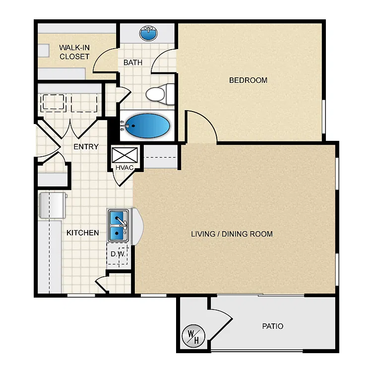 Floor plan One Bedroom A2