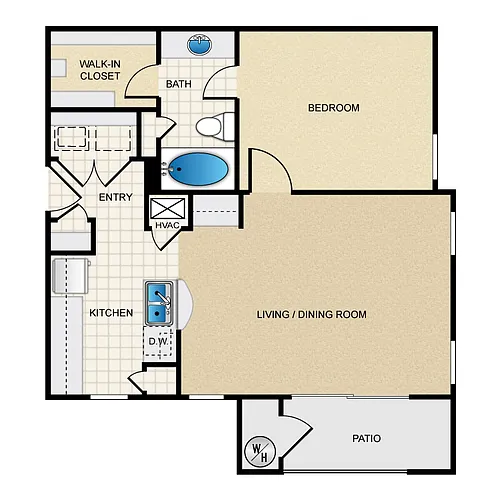 Floor plan One Bedroom A2