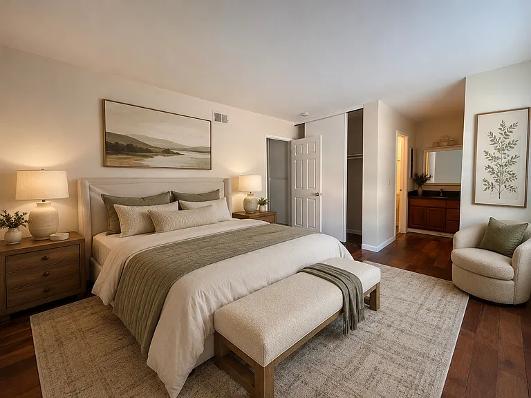 Master bedroom with furniture.
