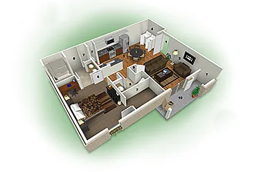 Floor plan 1 Bedroom, 1.5 Bathroom