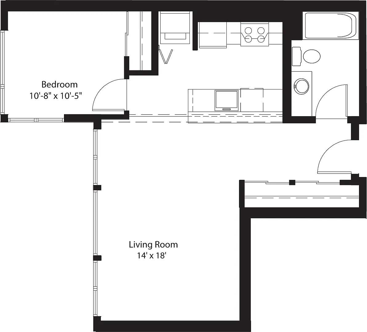 Floor plan 1 Bedroom D