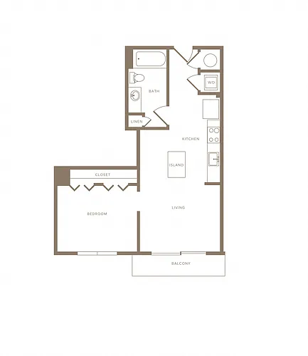 Floor plan 1 Bed/1 Bath-A16