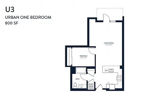 Floor plan Urban One Bedroom U3