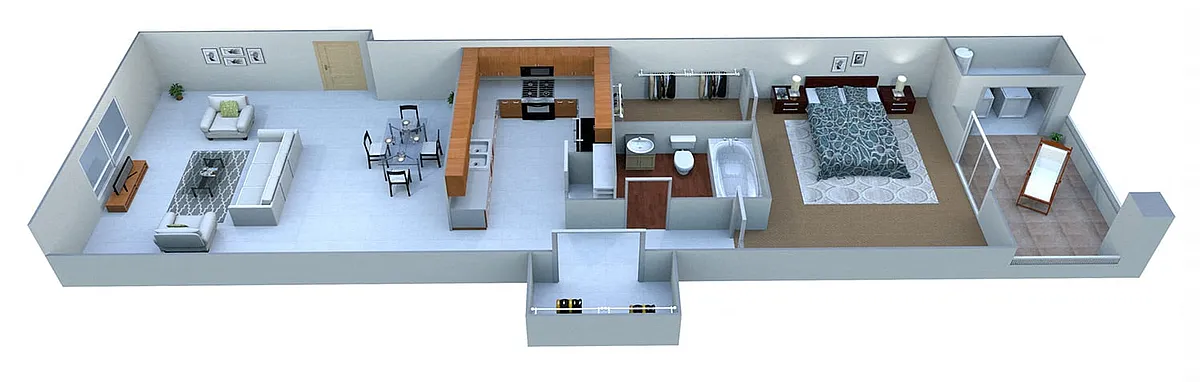 Floor plan 1 Bed 1 Bath B